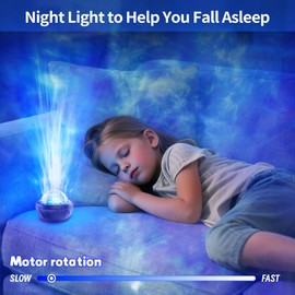 Fokky Starry Sky Projector, Water Waves Galaxy Projector with 6 Light Colours & Remote Control, Ocean Lamp, Night Light, Party and Room Decoration, Gifts for Children