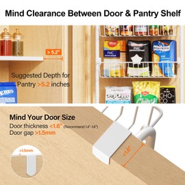 Delamu Over the Door Pantry Organizer, Metal Pantry Organizers and Storage, 6-Tier Over the Door Organizer, Pantry Door Organizer for Easy Install, D5 x W18 x H50 inch, White