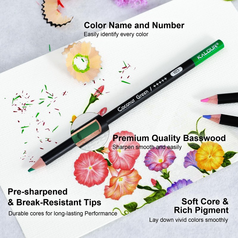 KALOUR 72 Colored Pencils Set, Blending Pencil Sketchbook DIY Color