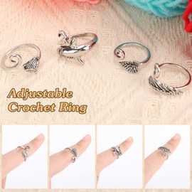 Namifin Crochet Ring for Fingure Adjustable Crochet Tension Ring Yarn Tension Rings Easy Crocheting Crochet Accessories Mother Grandma Thanksgiving Presents, Aluminum