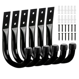 ZoffyFabrizio 6-Piece Garage Storage, Metal Wall Hooks for Hanging Heavy Items, Large Multipurpose Hooks, Black Wall, Garage Storage (Black 02)