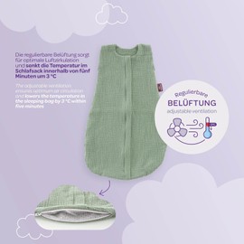 TRÄUMELAND – Baby Summer Sleeping Bag in Chestnut 0.5 TOG, lightweight, breathable muslin sleeping bag for warm summer nights, Oeko-Tex 100 certified, free from harmful substances and skin-friendly