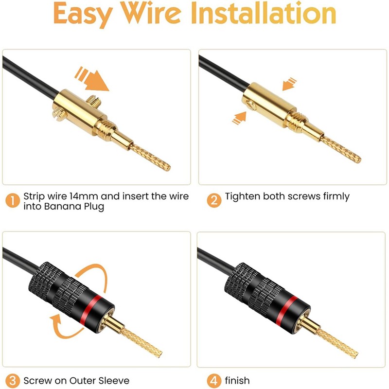 HiFi Flex Pin Banana Plugs, 2mm pin Banana connectors/Plugs, for