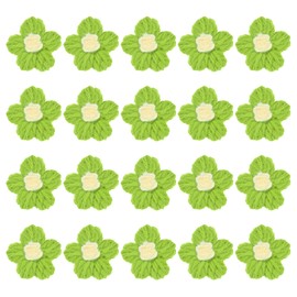 M METERXITY 50-Pack Flower Sew on Patches,1.6 Inch Handmade Beautiful Crochet Flowers Crochet Floral Petals DIY Appliques Embellishments for DIY Clothes/Hats/Hair/Bags [Green and Yellow]