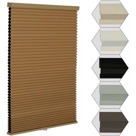 MYshade Cordless Blackout Window Blinds & Shades Pull Down Room Darkening Window Shades Light Blocking Honeycomb Cellular Shades for Indoor Windows Easy to Install 29 inch Wide, H50 Light Brown Blinds