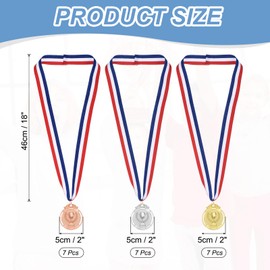 PATIKIL 2 Inch Gold/Silver/Bronze Award Metals, 21 Pack Winner Medals 1st 2nd 3rd Prize with Neck Ribbon Red White Blue for Games Sports Competitions