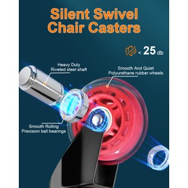 RidRed Gaming Chair Wheels - Heavy-Duty Office Chair Wheels - Replacement Rubber Casters- Universal Fit 3 Inch Chair Casters, Noise Free, Fits 98% Chair, for All Floor (Red)