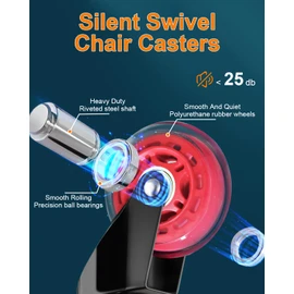 RidRed Gaming Chair Wheels - Heavy-Duty Office Chair Wheels - Replacement Rubber Casters- Universal Fit 3 Inch Chair Casters, Noise Free, Fits 98% Chair, for All Floor (Red)