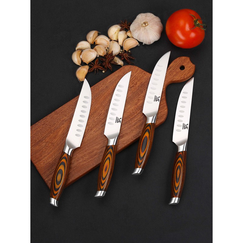 MSY BIGSUNNY Steak Knife Set, 4-Piece, German Steel 5-Inch Blade,