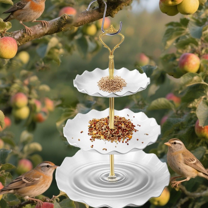 Bird Bath Feeder | 3-Layer Birdbaths Bowl Outdoor,Pet Supplies, Feeding