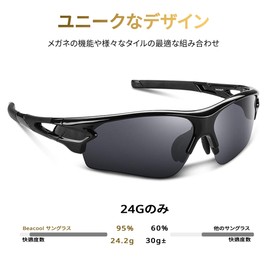 BEACOOL Sports Sunglasses, TR90 TAC, Lightweight, Polarized Lenses, Baseball, Cycling, Running, Mountain Climbing, Fishing, Golf, Driving, UV400, UV Protection, Unisex, Safe, Clear (Glossy Black)
