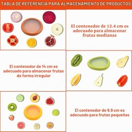 Recipientes Silicona Reutilizables 5 Unidades para Nevera, Conserva Cebolla, Tomate, Limón y Aguacate                                                 