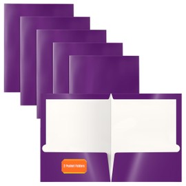Better Office Products 2 Pocket Glossy Laminated Purple Paper Folders, Letter Size, Purple Paper Portfolios, Box of 25