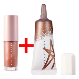 Kit Fenty Beauty Iluminador Liquido + Gloss Bomb 2 En 1 Butta Brownie Fenty Glow 01