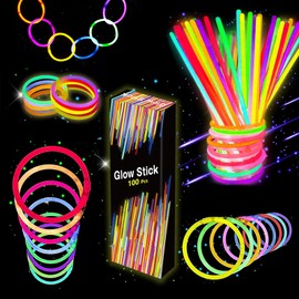 Glow Sticks - Glow sticks bulk party pack - 8" Glow in the Dark Party Supplies Light Sticks for Neon Party Glow Necklaces and Bracelets for Kids or Adults (GS01)