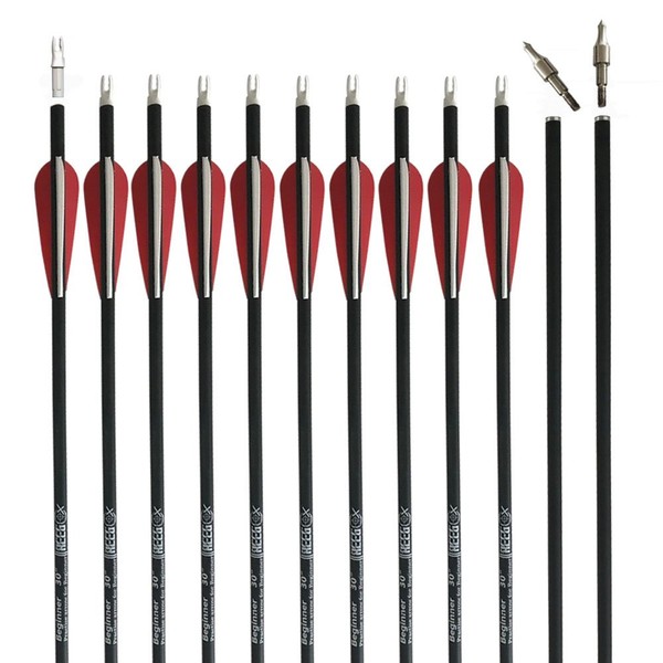 REEGOX Carbon Arrows Vital Seeker Hunting Arrows with 100 Grain Field Points Practice Target Arrows for Archery Compound Bows and Recurve Bow (12 Pack)