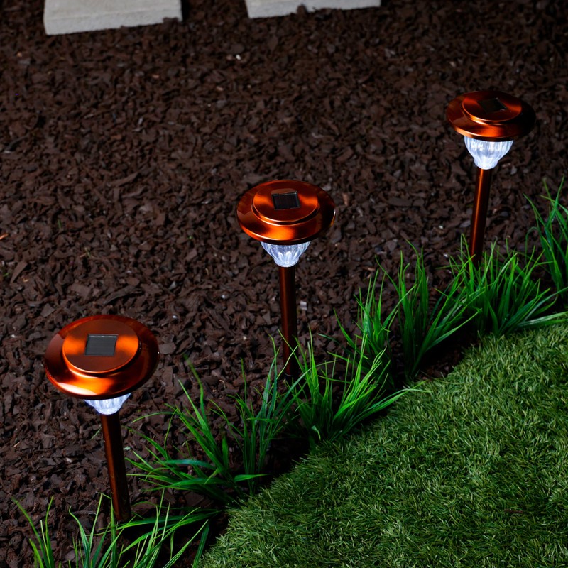 Alpine Corporation LBM174SLR-4 Solar Copper Stainless Steel Pathway LED Lights,