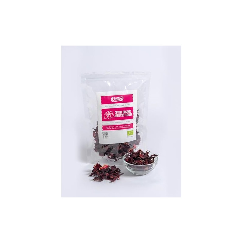 Bioura Organic Ceylon Hibiscus Flowers Tea, 50g, Rich Aroma, Unique