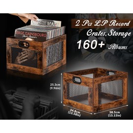 3IngSeagulls 2 Pack Albums Storage for Vinyl Records, Durable and Reliable Record Crates for Vinyl, Lp Record Storage Boxes Cube Record Holder Organizers，Easy to Assemble……