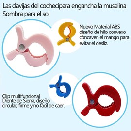 Wady Paquete de 6 Clips para Carriola de Mezcla de Colores,pinzas para Gancho y Juguetes, Cubierta de Asiento, Clips de Plástico Universal (Multicolor)