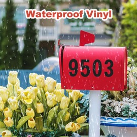Amabro 10 Sheet Mailbox Number Stickers, 4 inch Self Adhesive Vinyl Decals Waterproof House Numbers Sticky Stickers for Home Business Apartment Sign Window Door Truck Cars Address