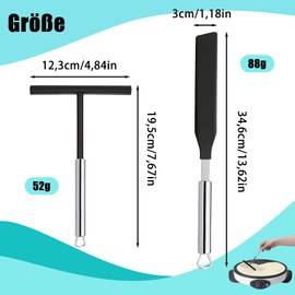 Crepes Distributor Set, 2 Pieces Spatula and Crepes Distributor, Stainless Steel Scraper, Accessories for Making Pancakes, Dough Dispenser, Pancake Flipper, Homemade Baking Tools, Household