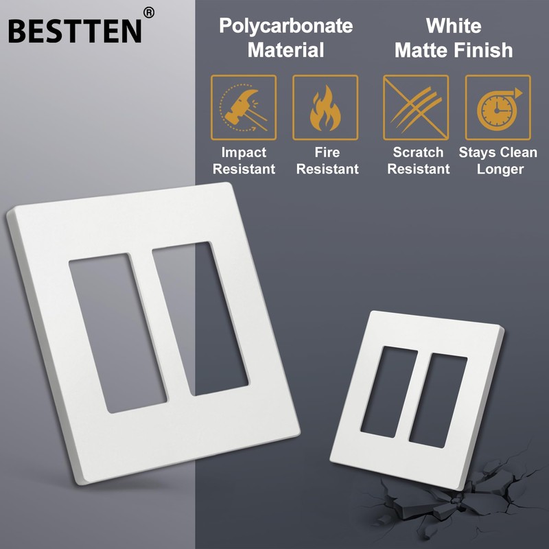 BESTTEN (5 Pack) USWP4 Matte White Series Screwless Wall Plate,
