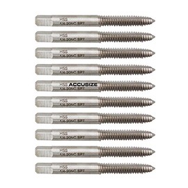 Accusize Industrial Tools 1/4-20Nc H.S.S. Spiral Point Taps, 2 Flutes, American Standard, Fully Ground, 10 Pcs/SetSpt-1/4-20x10