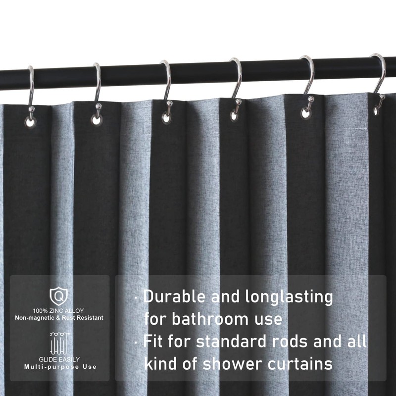 EleCharm Shower Curtain Hooks, Set of 12 Rust Proof S