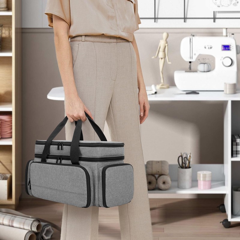 LUXJA Large 2 Layers Sewing Organizer Bag with 5 Detachable