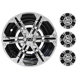 Red Hawk CAP-0063 Wheel Cover 10" Daytona Chrome with Black, Set of 4