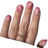 24Pcs Extra Short Press on Nails Pink Flower French Tip
