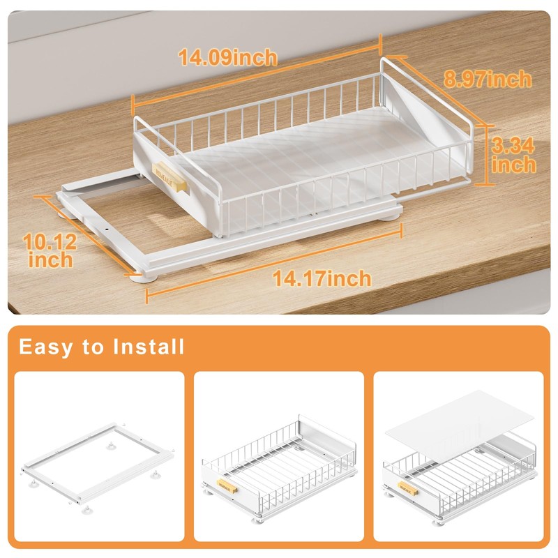 HOMEAILIE Under Sink Organizer, 2 Packs Under Sink Organizers and