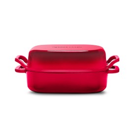 ROSSALLINI Signature Enameled Cast Iron Sourdough Bread Oven | Non-Stick with Tight Fitting Lid for Perfect Baking and Bread Making | 6QT Rectangle Oven With Lid [Red]