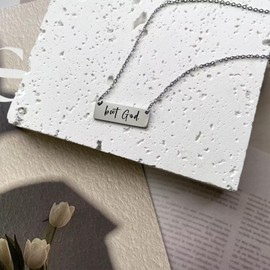 But God Necklace - Christian Necklace Bible Inspirational Chain, Faith Encouragement Gift, Dainty Stainless Steel Chain, But God Verse Jewelry Spiritual Gifts for Women (Bar Necklace)