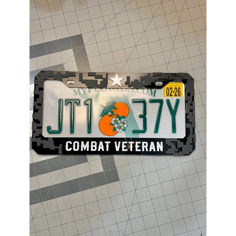 plate frame COMBAT VETERAN Black License Plate Frame Cover, Frame,
