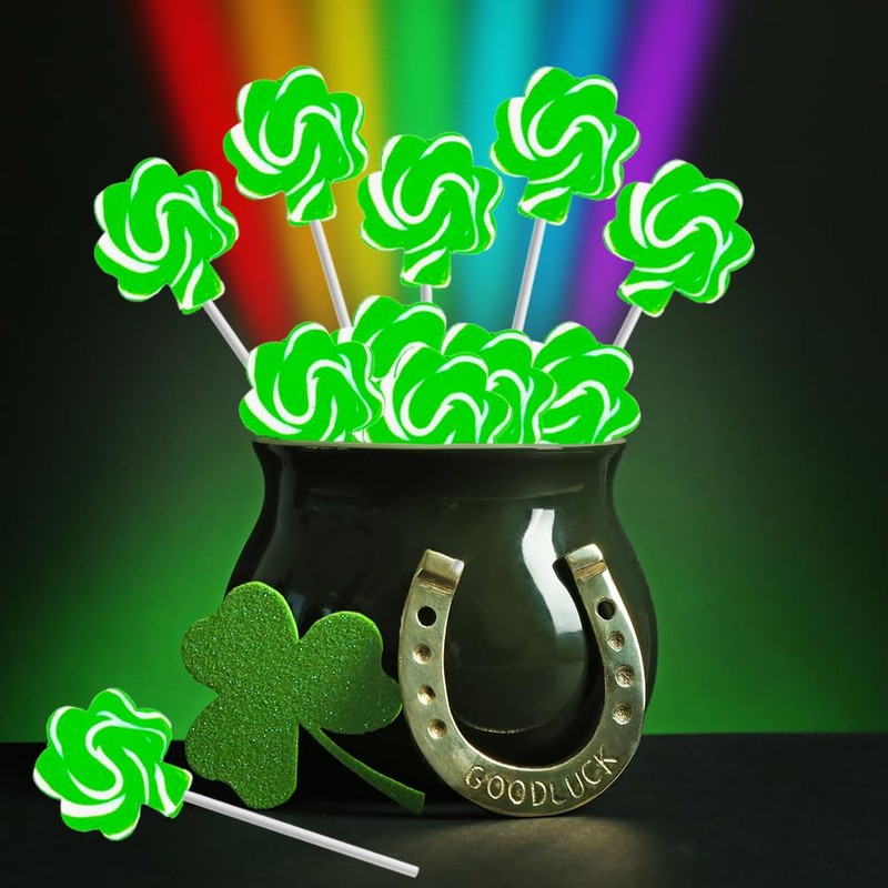 Fruidles St. Patrick's Shamrock Swirl Lollipop Green and White, Party