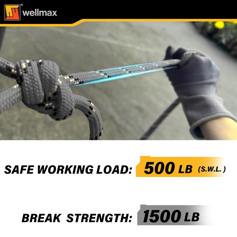 Wellmax Diamond Braid Nylon Rope, 3/8 in X 50 Foot,