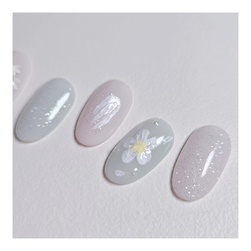 Oil Painting Handmade Nail Tips - Round Short / 유화