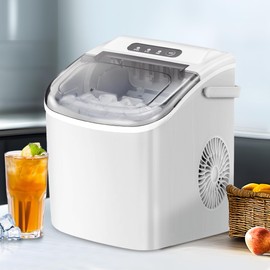 NicBex Ice Makers Countertop,Countertop Ice Maker with Self-Cleaning,26Lbs/24H,9 Cubes in 6 Mins,2 Sizes of Bullet Ice,Portable Ice Machine Maker Countertop with Ice Scoop/Basket for Home,White