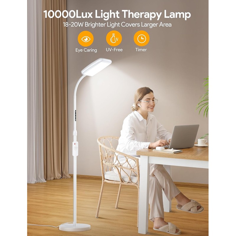 MediAcous Light Lamp 10000 Lux, Sun Light Lamp UV-Free with
