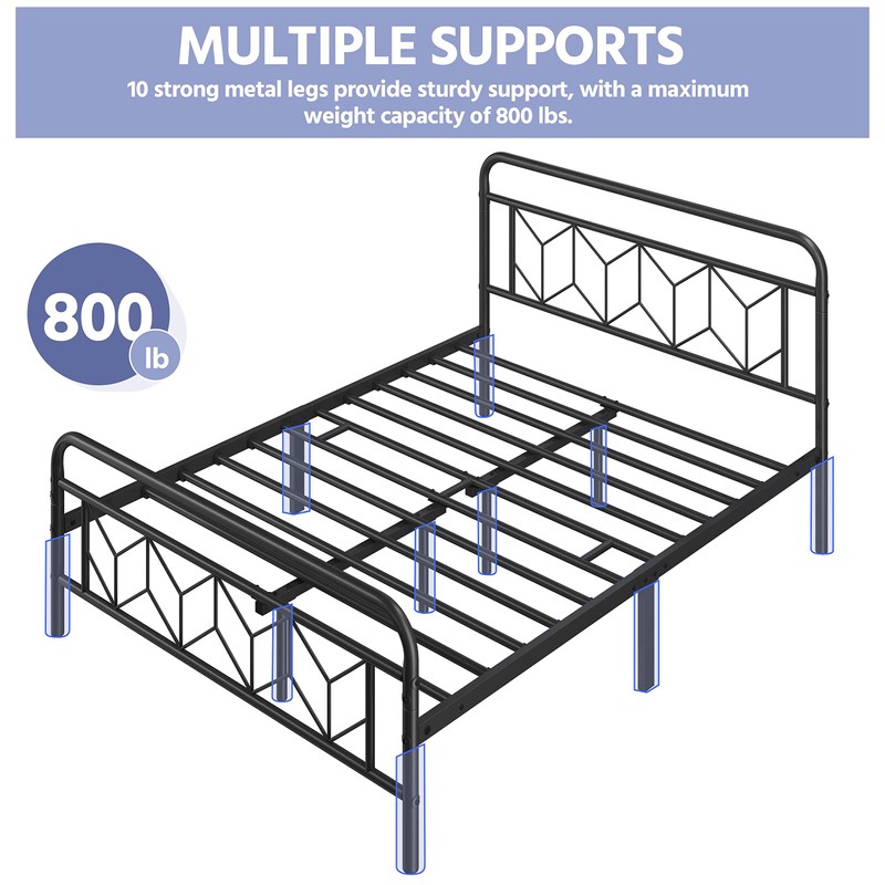 Yaheetech Metal Platform Bed Frame Mattress Foundation with Diamond Pattern