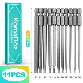 KornaDoz 11-Piece 3-Inch Long Security Torx Bit Set, Magnetic Tamper-Proof Screwdriver Bits, S2 Steel, 1/4 Hex Shank, Torx Driver Set for Impact Drivers & Drills, Professional Grade