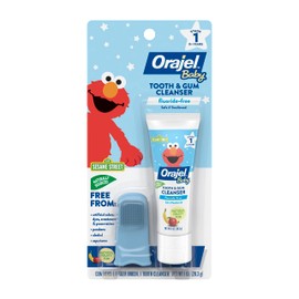Orajel Baby Elmo Tooth & Gum Cleanser Fluoride-Free, 1 Finger brush, 1 Toothpaste 1oz; #1 Pediatrician Recommended Fluoride-Free Toothpaste*