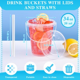 Drink Buckets with Lids and Straws for Party Hosts & Families