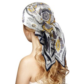 100% Silk Head Scarf for Women - 27" Hair Scarves Satin Head Scarf Bandanas Square Silk Hair Night Sleeping with Gift Packed