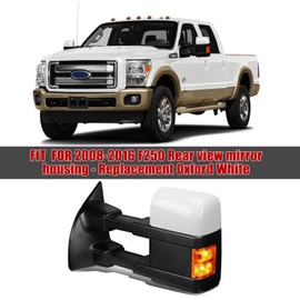 White Top Half Mirror Caps Cover Trim Directly Replace for 2008-2016 Ford F250 F350 F450 F550 Super Duty Towing Accessories