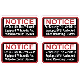 StickerTalk Vehicle Equipped with Recording Devices Vinyl Stickers, 1 Sheet of 4 Stickers, 2.5 inches by 1.5 inches Each