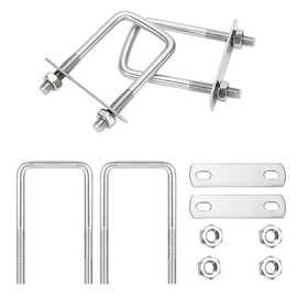 Pack of 4 U-bolts M6 42 x 65 mm, 304 stainless steel U-bolts with thread, U-bolt including nut and counter plate, U bolts for car, ship and industrial applications