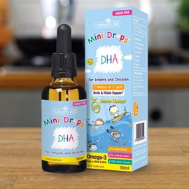 Natures Aid DHA Omega-3 Mini Drops for Infants and Children, Sugar Free, 50 ml